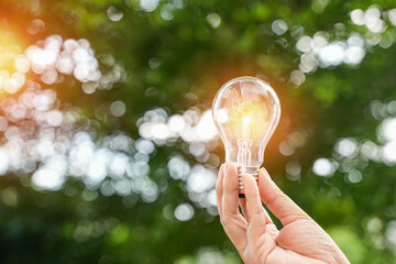 light bulb against nature, icons