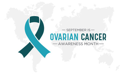 Ovarian cancer awareness month is observed every year in september. September is ovarian cancer awareness month. Vector template for banner, greeting card, poster with background. Vector illustration. - obrazy, fototapety, plakaty