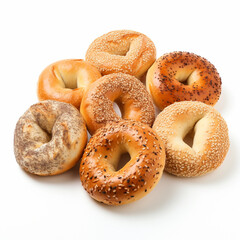Bagels on a white background.