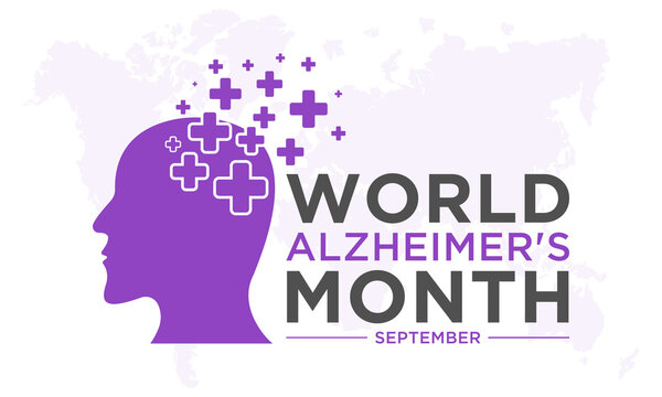 World alzheimer's month is observed every year in september. September is world alzheimer's month. Vector template for banner, greeting card, poster with background. Vector illustration.