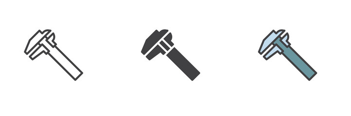 Calliper or caliper tool different style icon set