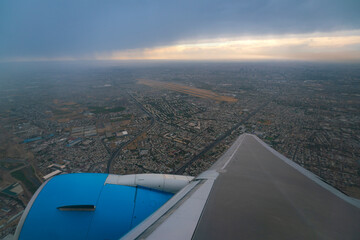 Fototapeta na wymiar View from the plane on Tashkent Uzbekistan