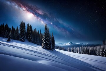Show off a serene scaled down as Santa's sleigh coasts through a starry, snow kissed sky. Creative resource, AI Generated