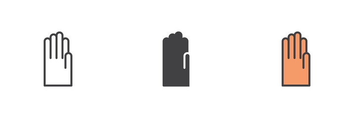 Rubber glove different style icon set