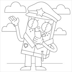 The police cartoon, Coloring page. Coloring page of cartoon police officer, policeman. Coloring book design for kids and children. Coloring Page Outline Of cartoon policeman. Profession - police. 57