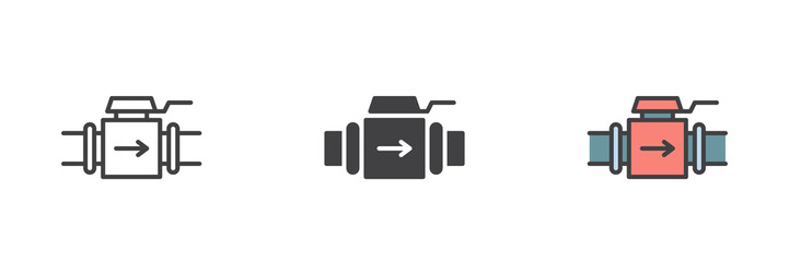 Hot water pipe different style icon set