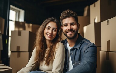 Happy couple enjoying in his new house. Generative AI