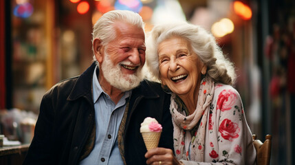 old couple in restaurant icecream