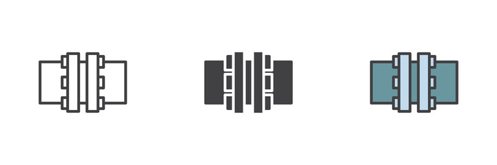 Sewage pipe connection different style icon set