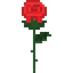 Fototapeta premium Pixel art red rose icon
