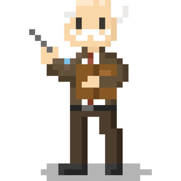 Pixel art male techer character 2