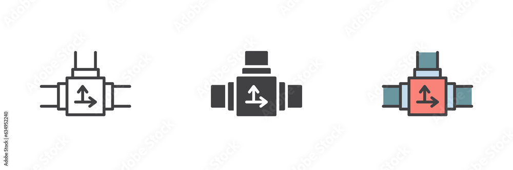 Poster water pipeline connection different style icon set