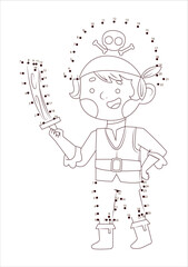Puzzle Game for kids: numbers game. Coloring Page Outline Of Cartoon Pirate with saber. Coloring Book for children. Numbers game, education dot to dot game for children. education dot to dot. 66