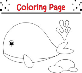 sea creatures coloring page for children. ocean animal coloring book Isolated for Kids