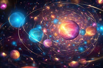 Orbit of Universe colourful abstract background. Generative AI