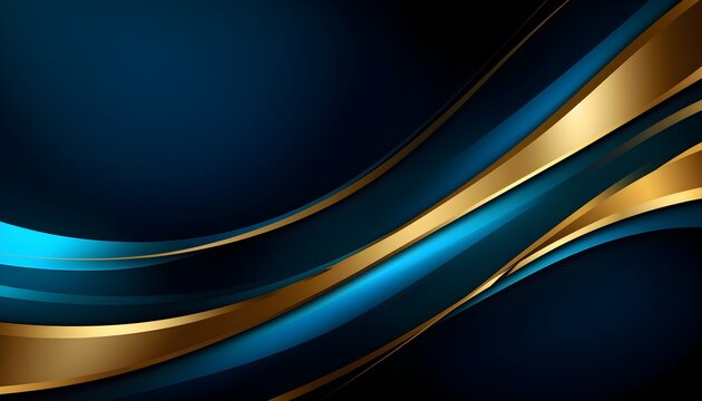 Geschwungener Hintergrund in Gold und Blau (KI-/AI-generiert)
