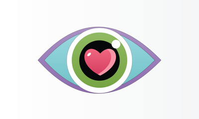 Heart in the eye symbol.on white background.Vector Design Illustration.