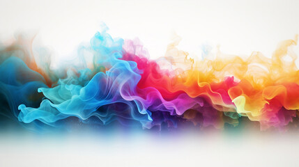 Colourful equalizer frequency wave illuminated on white background. Smokey powder flow.
