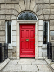  A famous red painted Georgian door in Dublin, Ireland