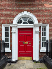  A famous red painted Georgian door in Dublin, Ireland
