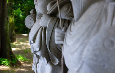 Japanese guardian statues at the traditional street in Tokyo