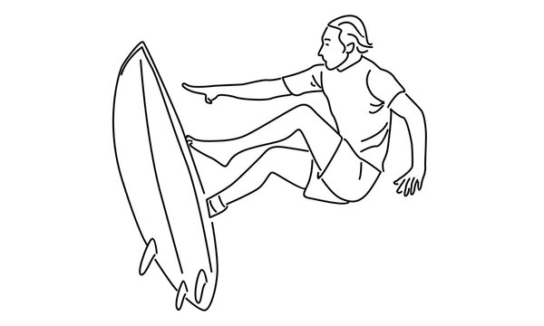 recommend clip art: line art of professional surfer vector illustration