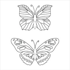 Coloring page - Butterflies with flowers. Butterfly. Coloring book anti stress for children and adults. Illustration isolated on white background. Black and white drawing.76