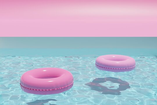 balloon in the pool, summer, sea, beach, 3D model