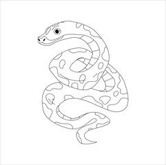 Coloring pages. Little cute viper stands and smiles. coloring page with ornamented snake, coloring for kids. Coloring book with cute snake. 84