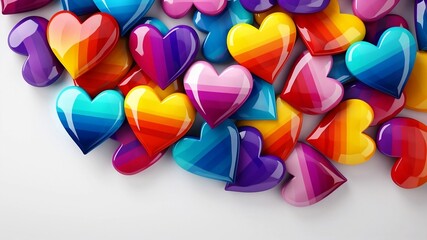Valentine concept. many stripped hearts on white isolated background
