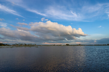 White fluffy cloud with blue sky background at sylhet, Bangladesh