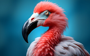 Flamingo on blue background