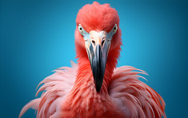 Obraz premium Flamingo on blue background