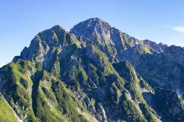夏の劔澤から見る剱岳
