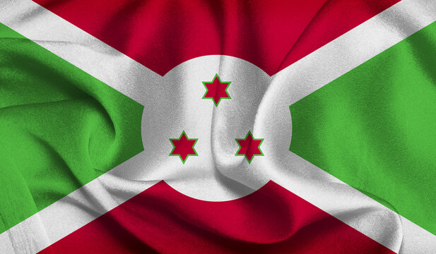 3D realistic flag of Burundi