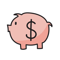 Piggy Bank. Business doodles color hand drawn