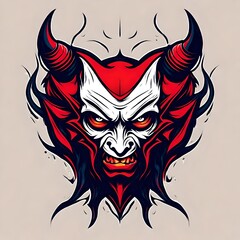 A logo for a business or sports team featuring a devil head 
that is suitable for a t-shirt graphic.