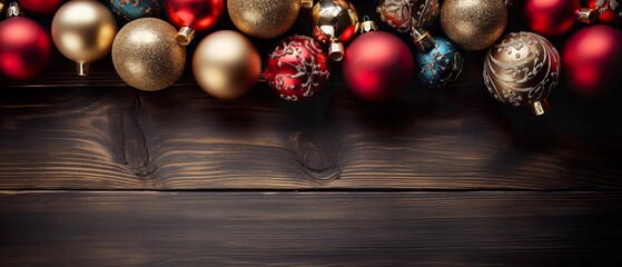 Naklejka premium Rote und Goldene Weihnachtsdekoration Banner 