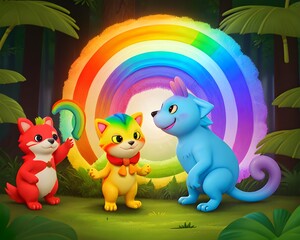 Obraz na płótnie Canvas Cute rainbow pet animal, Generative AI Illustration