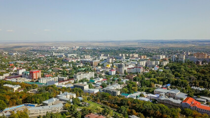Fototapeta na wymiar General panorama of the city center from the air. Russia, Stavropol