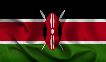 3D realistic flag of Kenya - obrazy, fototapety, plakaty