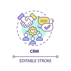 Editable CRM icon concept, isolated vector, enterprise resource planning thin line illustration.