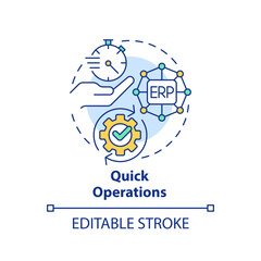 Editable quick operations icon concept, isolated vector, enterprise resource planning thin line illustration.
