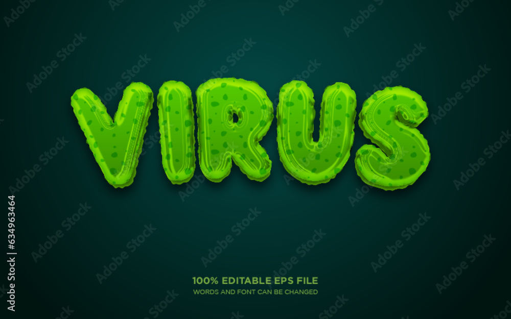 Poster virus 3d editable text style effect
