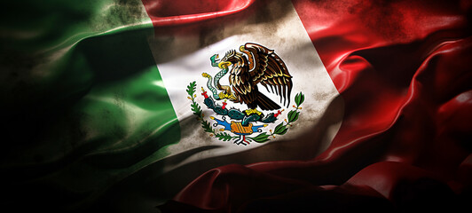 Mexico Day, Mexican flag on a dark background, generative AI