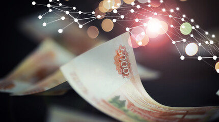 Russian money. Exchange rates. Way out of crisis. Banknotes falls "ruble." Volatility of the national currency.