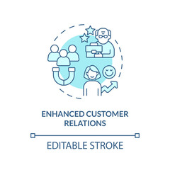 2D editable enhanced customer relations thin line icon concept, isolated vector, blue illustration representing unretirement.