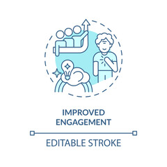 2D editable improved engagement thin line icon concept, isolated vector, blue illustration representing unretirement.