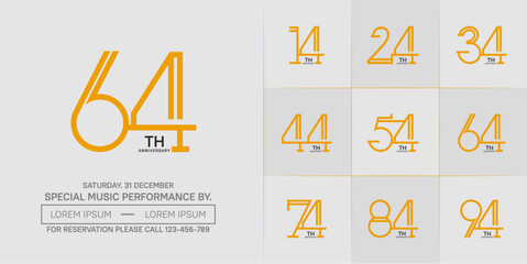 set of anniversary logotype orange and black color for special celebration event