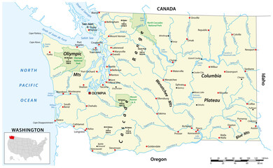 Vector map of the US state of Washington © lesniewski